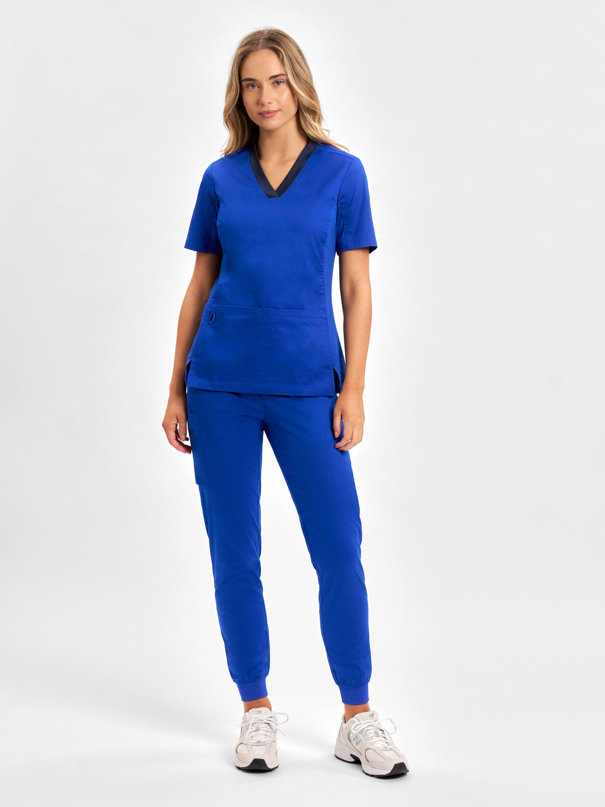 Riley Womens Stretch Scrub Top - Electric Blue back