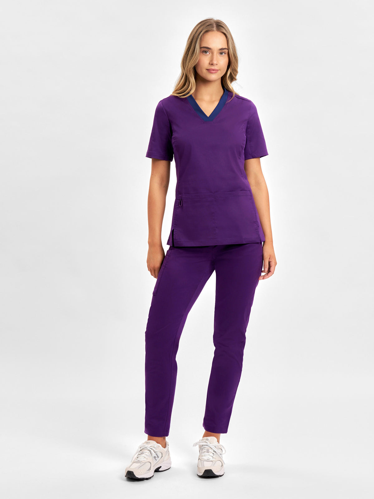 Riley Womens Stretch Scrub Top - Purple back