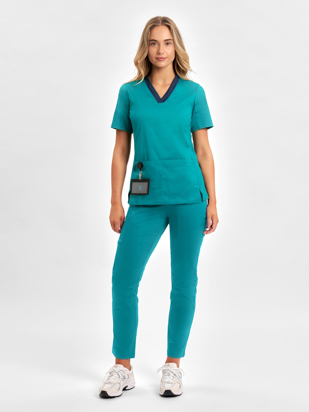 Riley Womens Stretch Scrub Top - Teal back