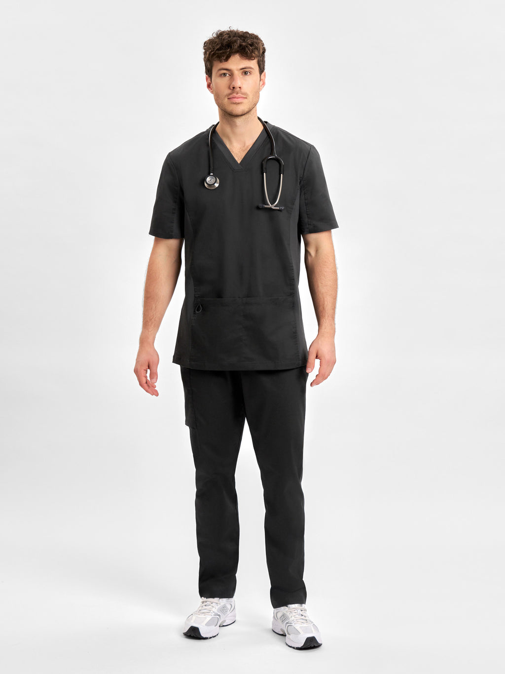 Riley Mens Stretch Scrub Top - Black back