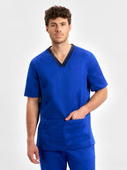 Riley Mens Stretch Scrub Top - Electric Blue