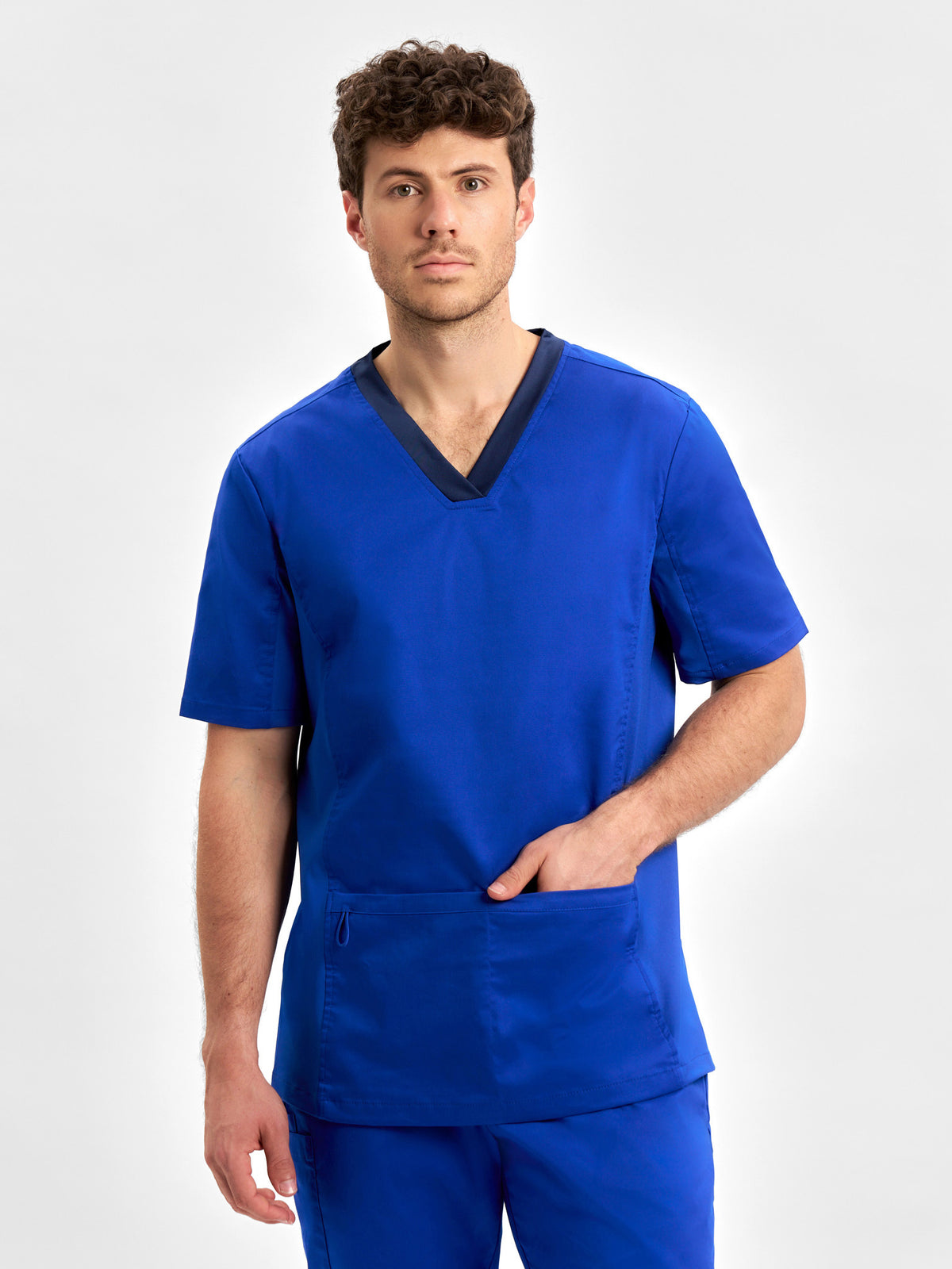 Riley Mens Stretch Scrub Top - Electric Blue