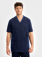 Riley Mens Stretch Scrub Top - Midnight Navy