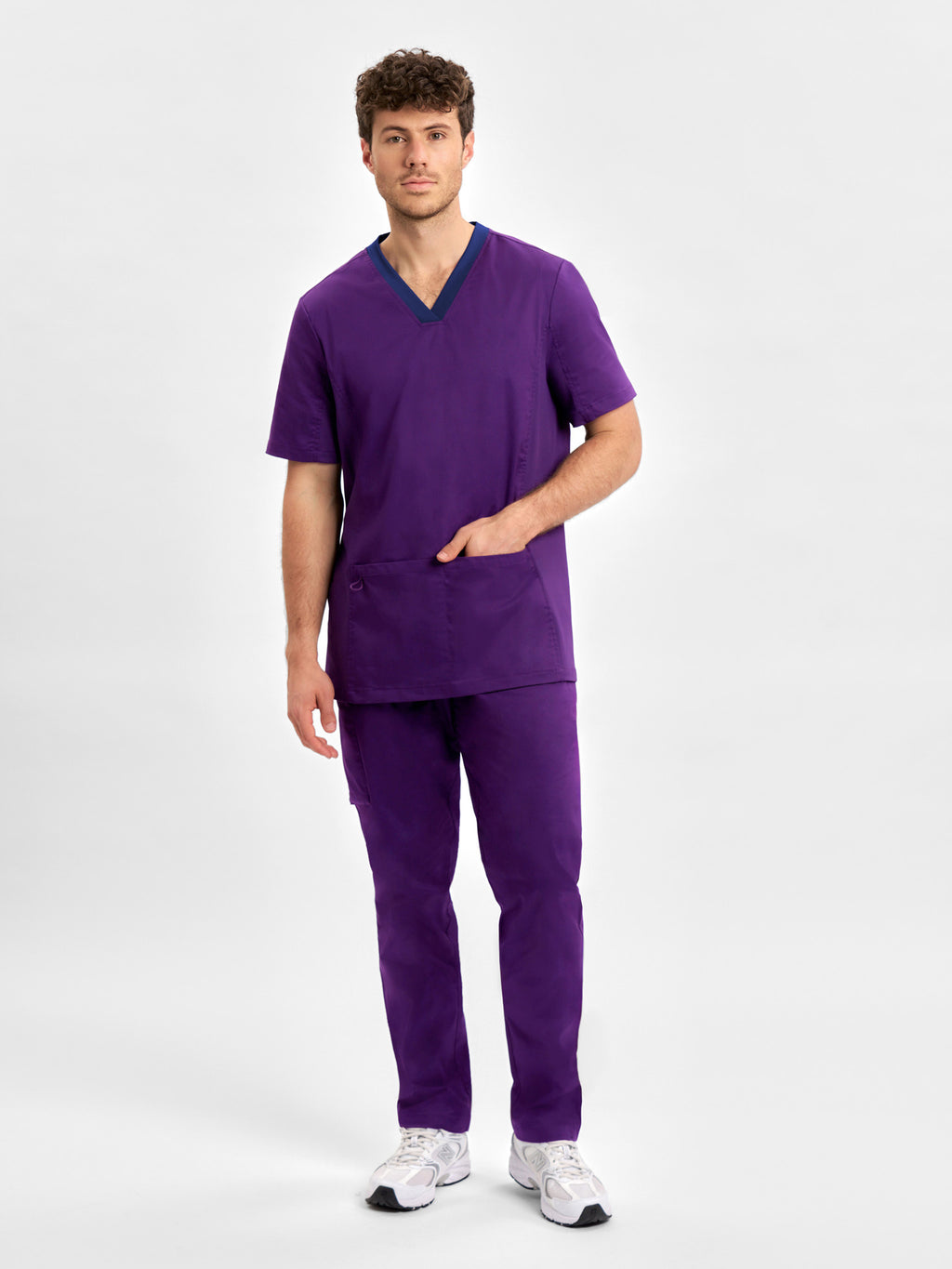 Riley Mens Stretch Scrub Top - Purple back