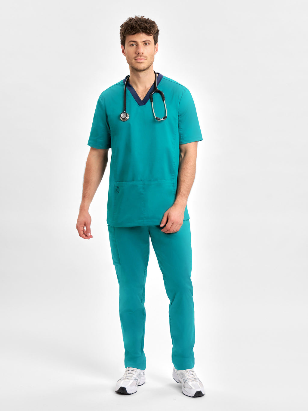 Riley Mens Stretch Scrub Top - Teal back