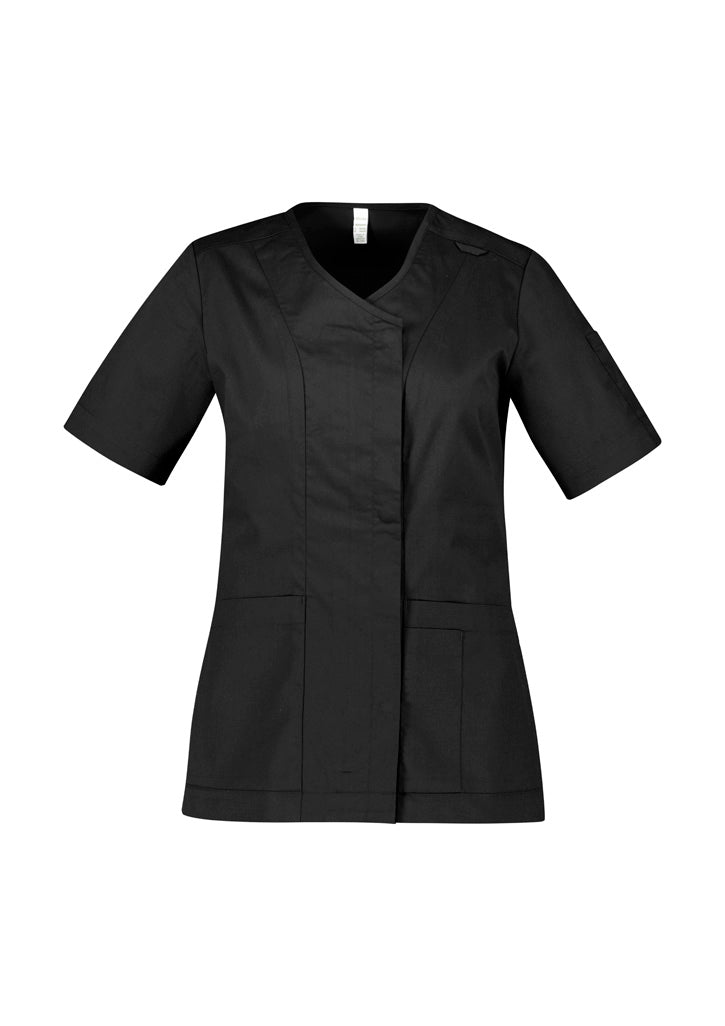 Parks Womens Zip Front Scrub Top - Black back
