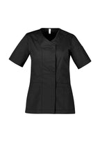 Parks Womens Zip Front Scrub Top - Black back