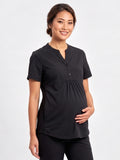 Rose Womens Tunic Scrub Top - Black