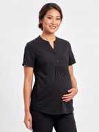Rose Womens Tunic Scrub Top - Black