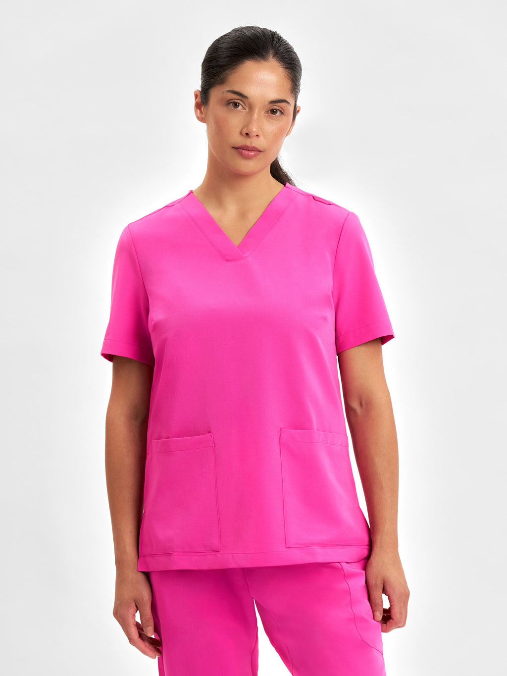 Womens Pink V-Neck Scrub Top