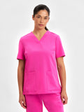 Womens Pink V-Neck Scrub Top - Pink