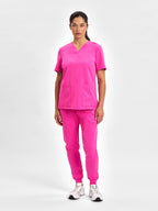 Womens Pink V-Neck Scrub Top - Pink back