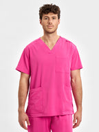 Pink Unisex V-Neck Scrub Top