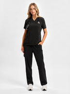 Avery Womens V-Neck Scrub Top - Black back