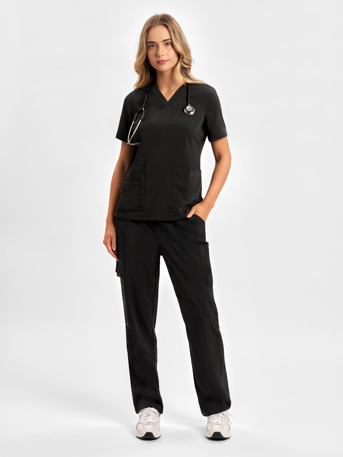 Avery Womens V-Neck Scrub Top - Black back