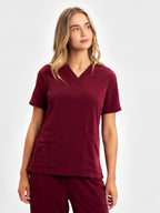 Avery Womens V-Neck Scrub Top - Burgundy