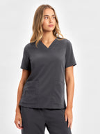 Avery Womens V-Neck Scrub Top - Charcoal