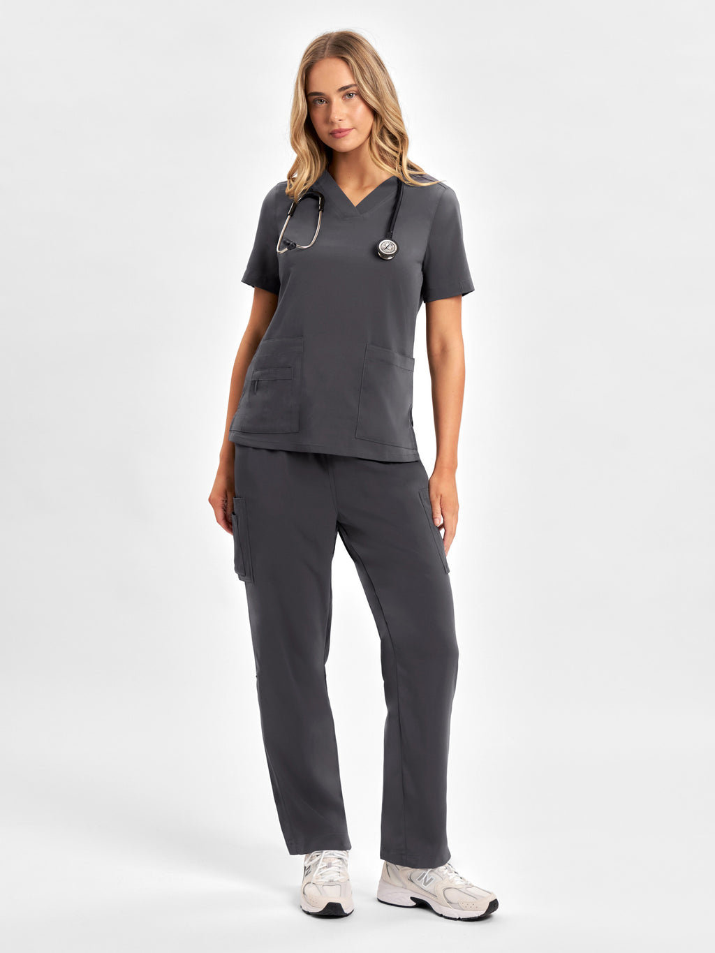 Avery Womens V-Neck Scrub Top - Charcoal back