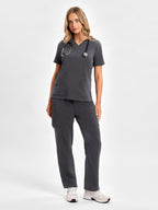 Avery Womens V-Neck Scrub Top - Charcoal back
