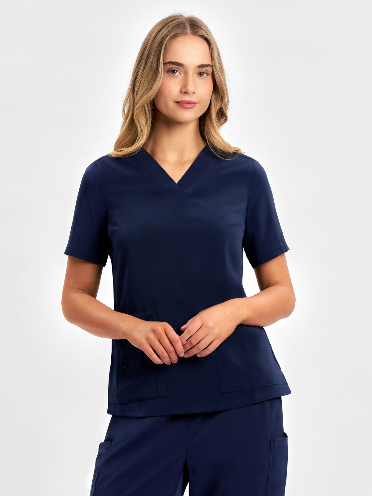 Avery Womens V-Neck Scrub Top - Midnight Navy