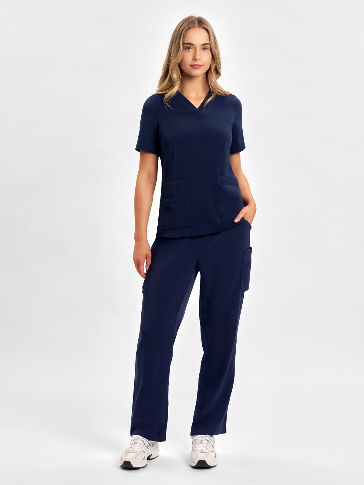 Avery Womens V-Neck Scrub Top - Midnight Navy back