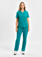 Avery Womens V-Neck Scrub Top - Teal back