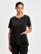 Avery Womens Round Neck Scrub Top - Black