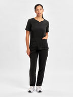 Avery Womens Round Neck Scrub Top - Black back