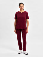 Avery Womens Round Neck Scrub Top - Burgundy back