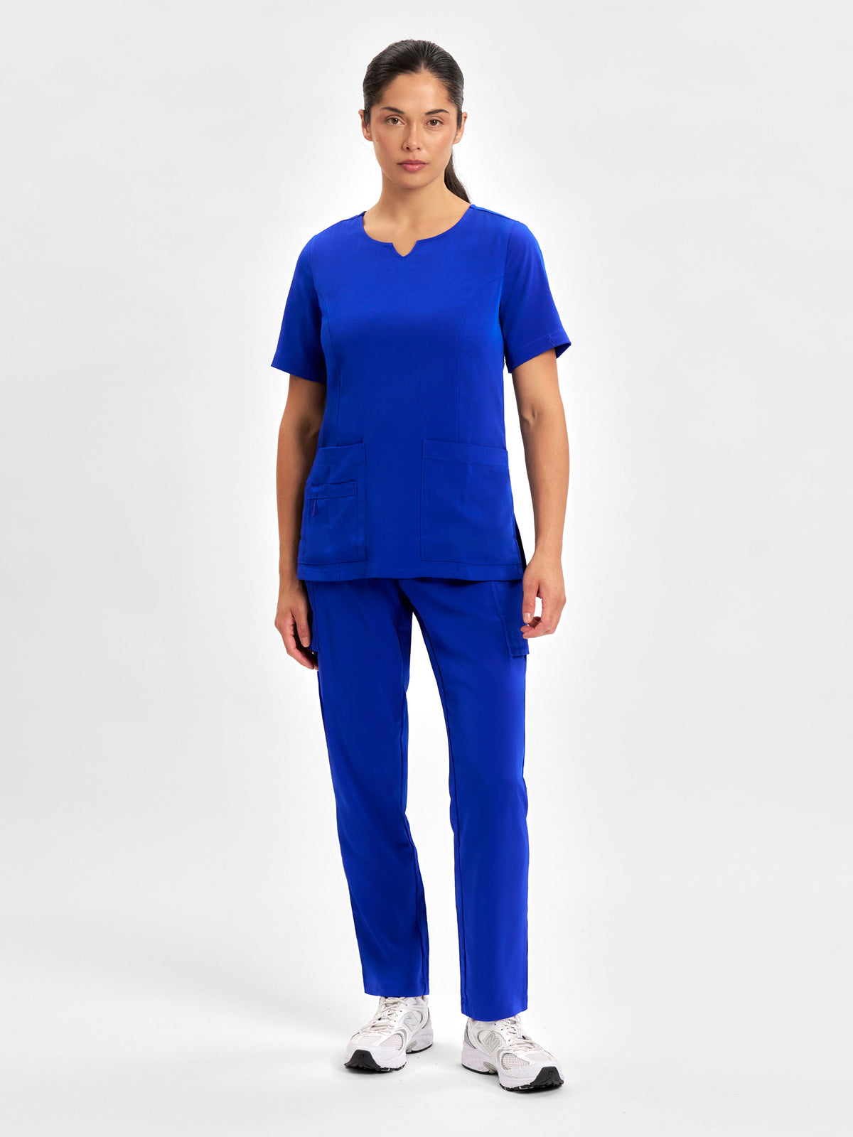 Avery Womens Round Neck Scrub Top - Electric Blue back