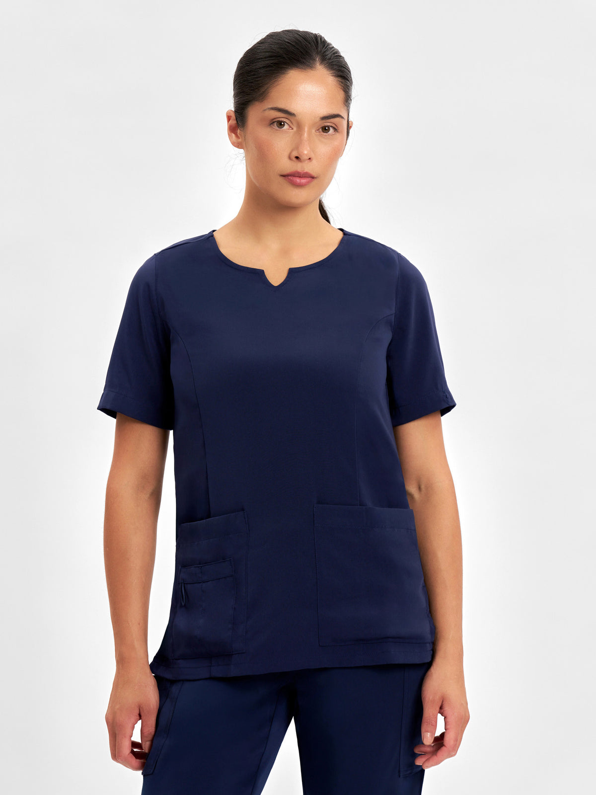 Avery Womens Round Neck Scrub Top - Midnight Navy