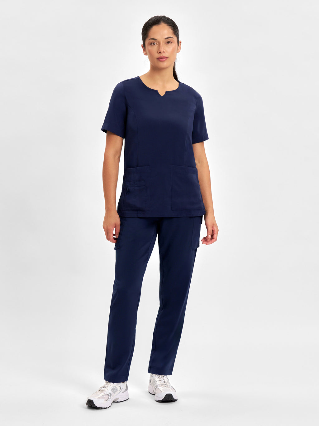 Avery Womens Round Neck Scrub Top - Midnight Navy back