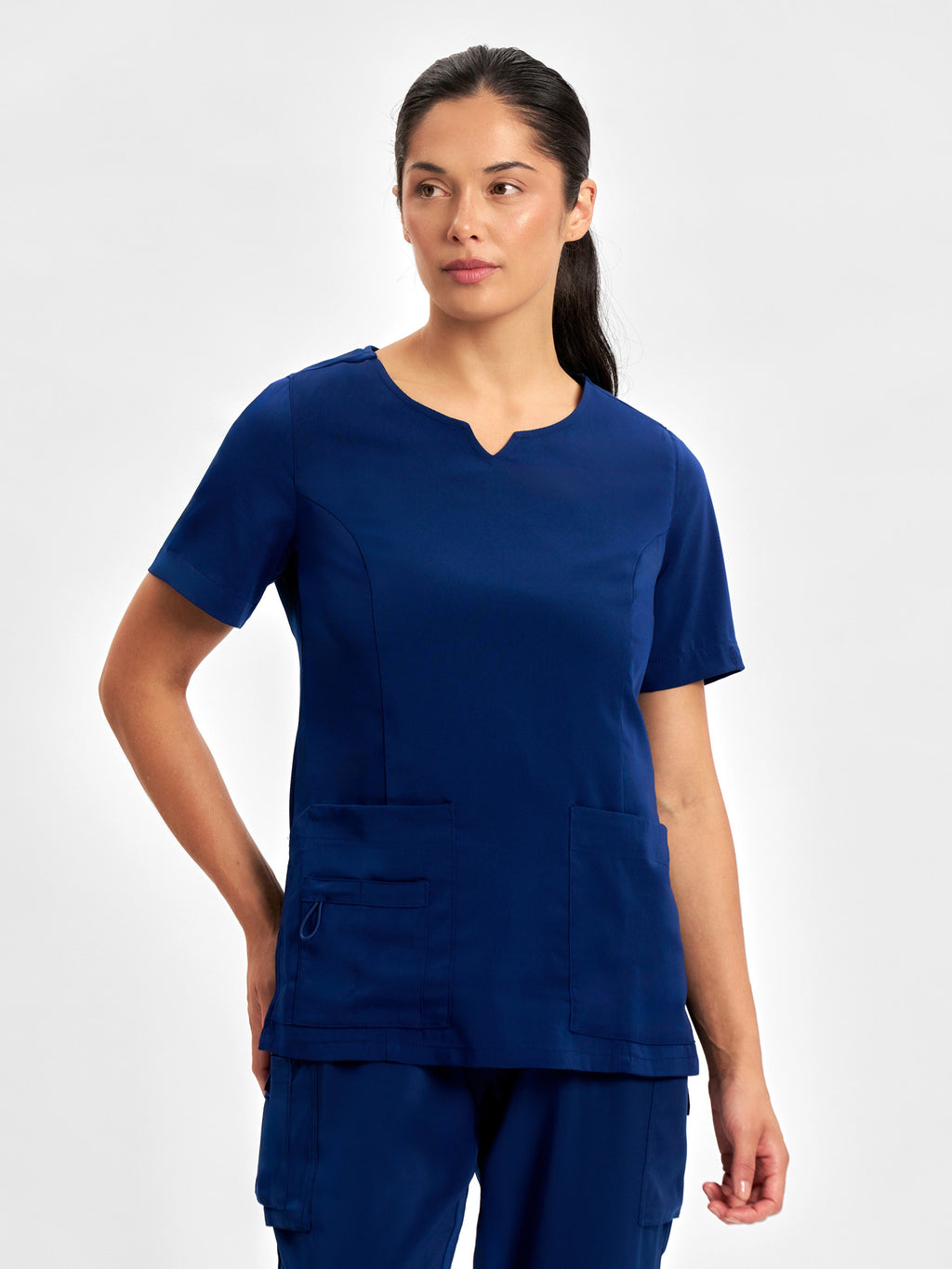 Avery Womens Round Neck Scrub Top - Navy