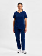 Avery Womens Round Neck Scrub Top - Navy back