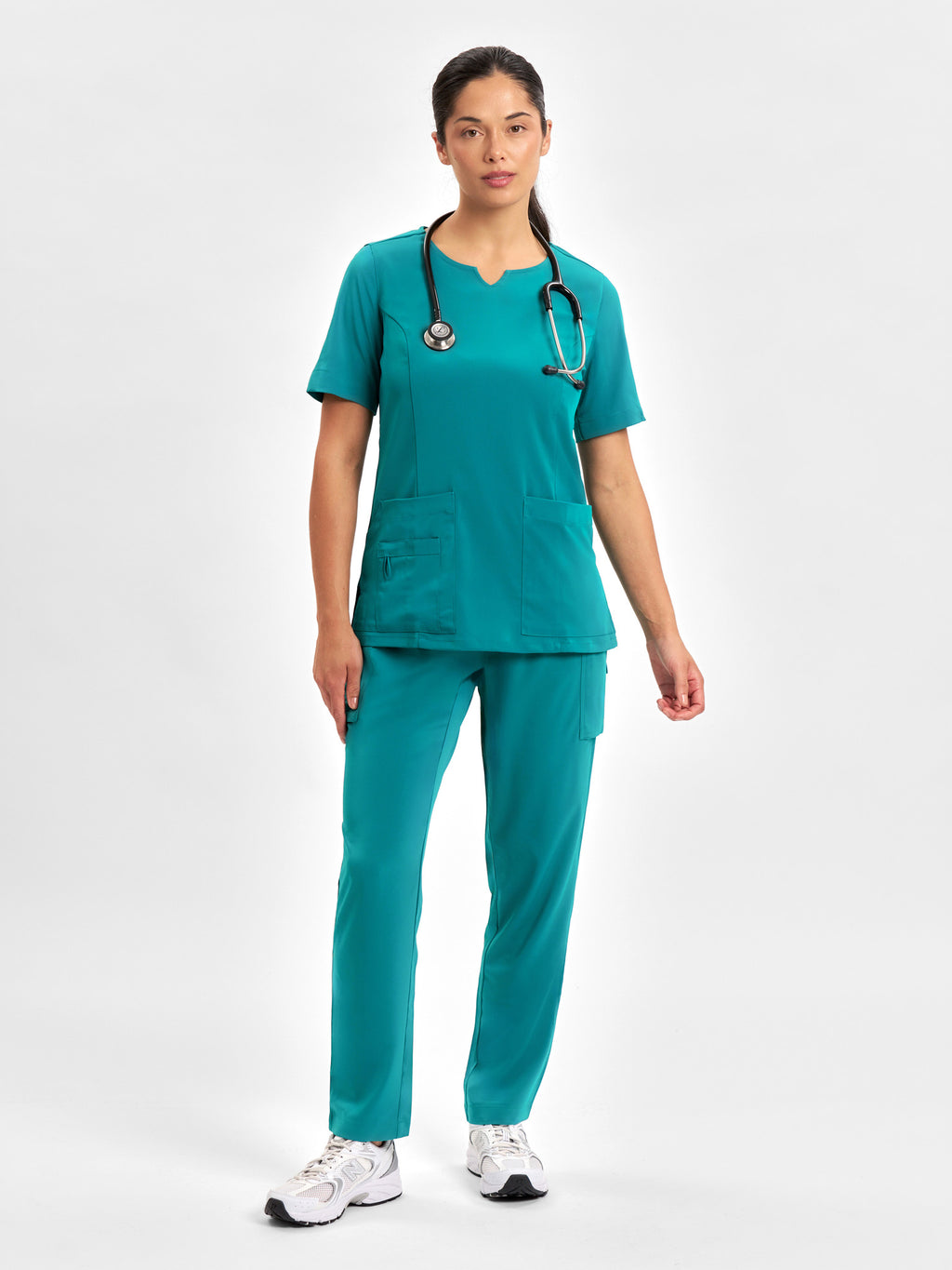 Avery Womens Round Neck Scrub Top - Teal back