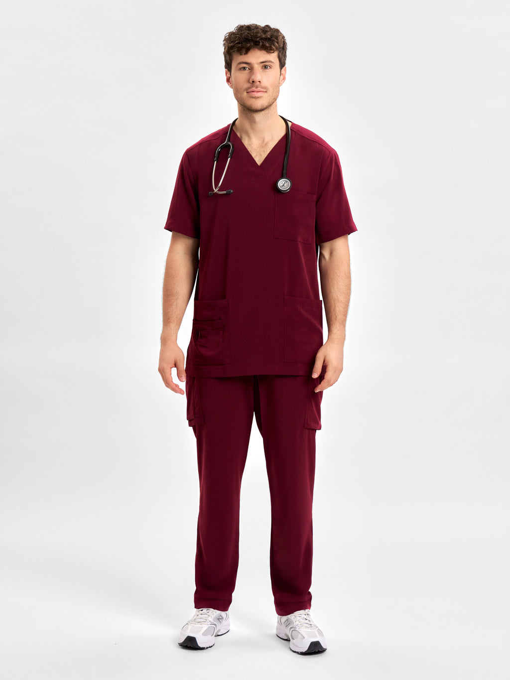 Avery Mens V-Neck Scrub Top - Burgundy back