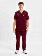 Avery Mens V-Neck Scrub Top - Burgundy back