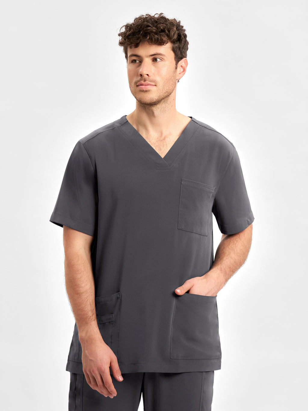 Avery Mens V-Neck Scrub Top - Charcoal