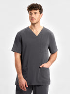 Avery Mens V-Neck Scrub Top - Charcoal
