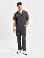 Avery Mens V-Neck Scrub Top - Charcoal back