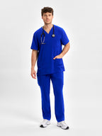 Avery Mens V-Neck Scrub Top - Electric Blue back