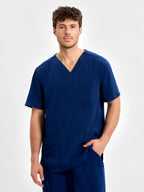 Avery Mens V-Neck Scrub Top - Navy