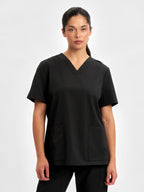 Pulse Womens V-Neck Scrub Top - Black