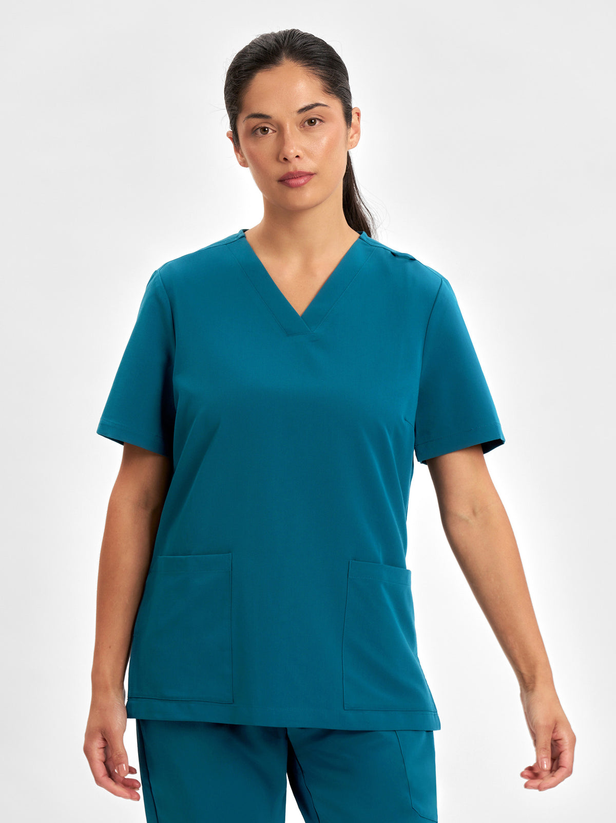 Pulse Womens V-Neck Scrub Top - Caribbean Blue