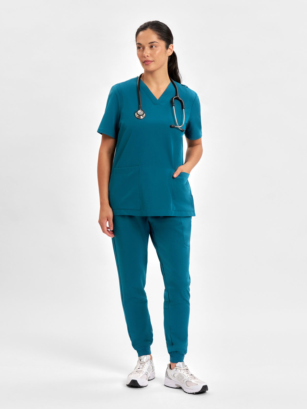 Pulse Womens V-Neck Scrub Top - Caribbean Blue back