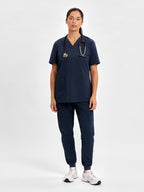 Pulse Womens V-Neck Scrub Top - Midnight Navy back