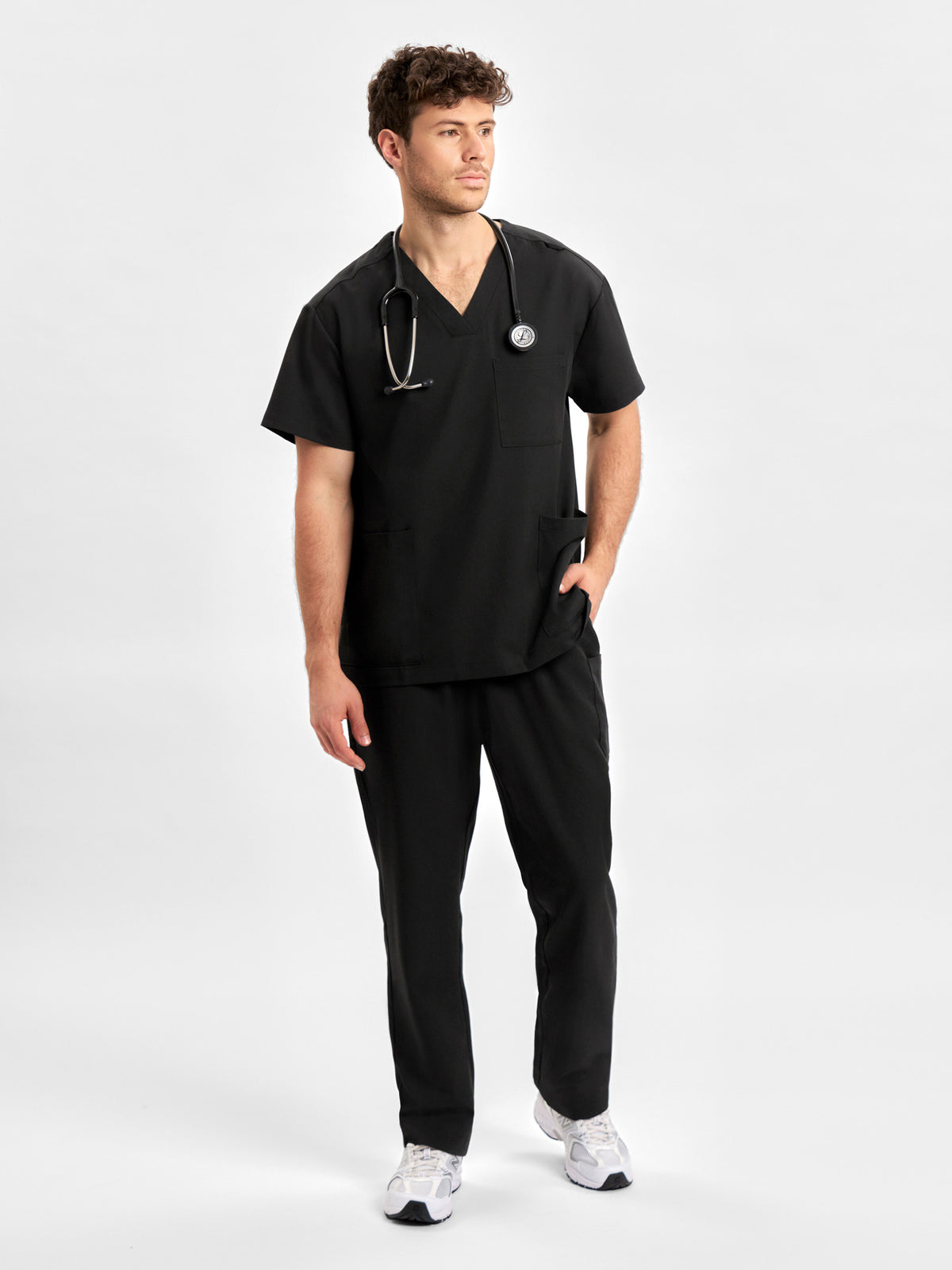 Pulse Unisex V-Neck Scrub Top - Black back