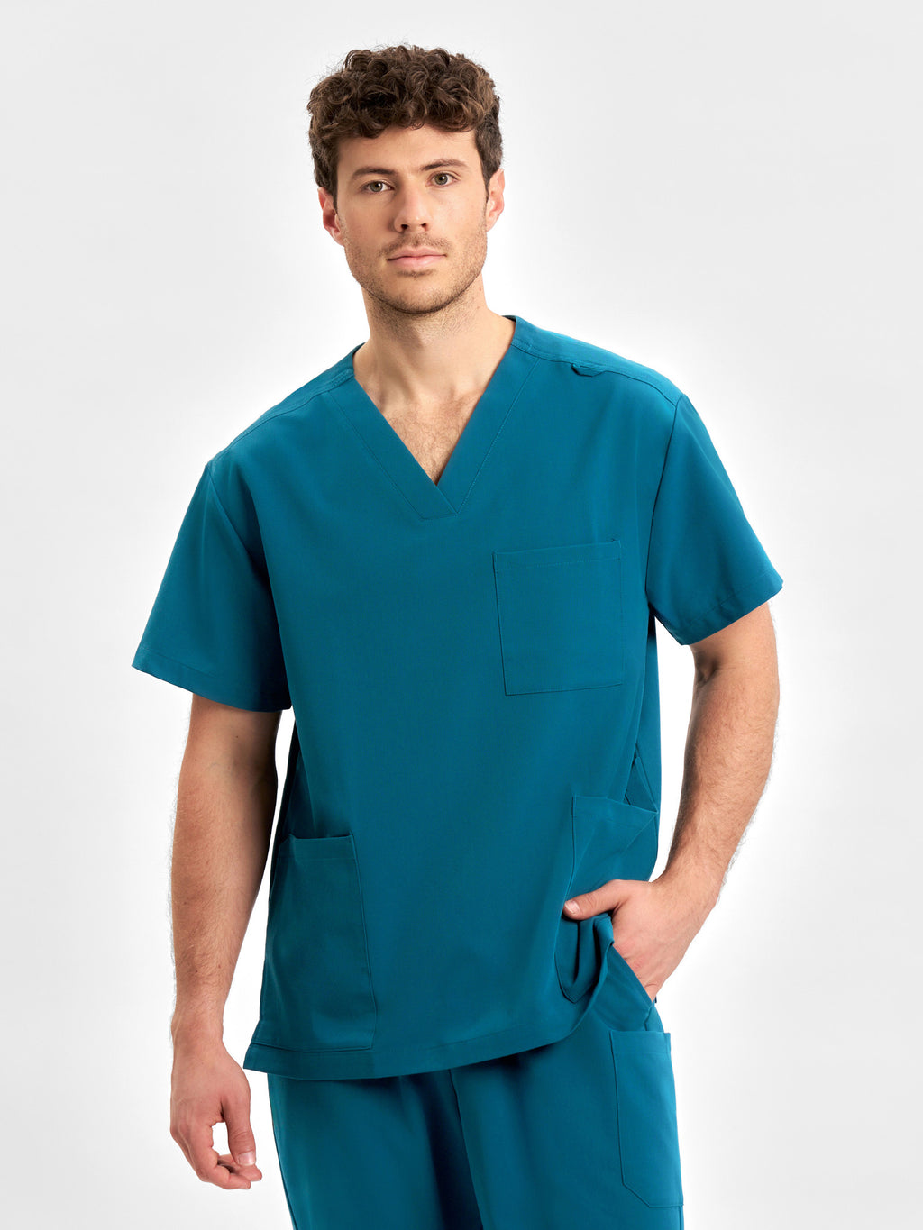 Pulse Unisex V-Neck Scrub Top - Caribbean Blue