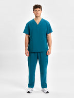 Pulse Unisex V-Neck Scrub Top - Caribbean Blue back