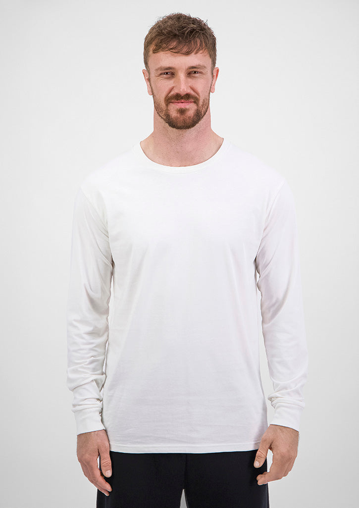Basis Mens Long Sleeve Tee - Ecru